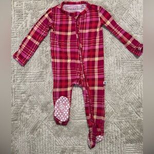 Little Bum Bums Red and Pink Plaid Bamboo Kids Footie